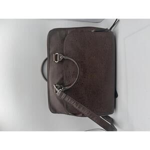 BUENO Brown Leather Briefcase Business Laptop Bag Handle & Shoulder strap